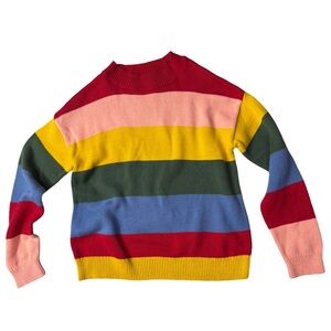 Kids Rainbow Striped Sweater It’s A Vibe on Back Size L